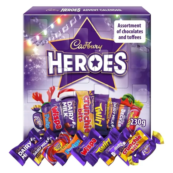 Cadbury Heroes Adventskalender met chocolade, 230 g